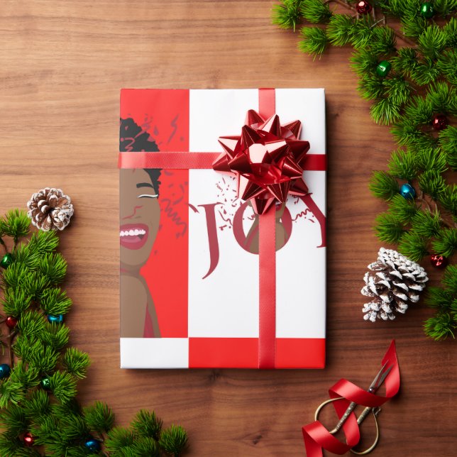 Red Joy Confetti Gift Wrap  (Holiday Gift)