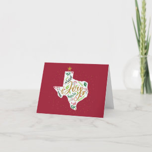 Red Joy Holiday Leaves Texas Shape Photo Card