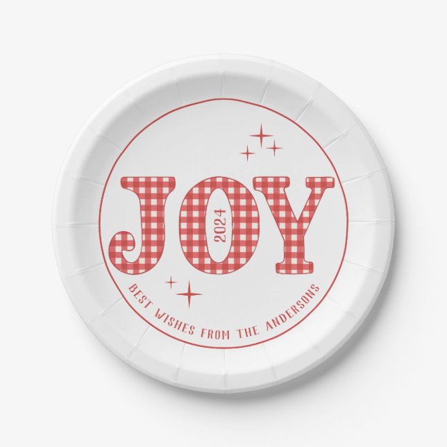 Red Joy New Year Party Custom Paper Plate (Front)