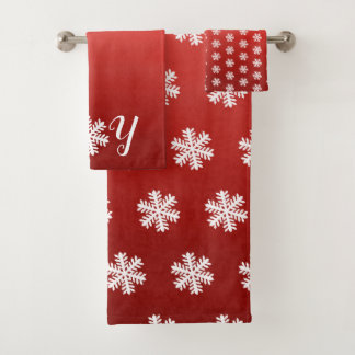 Red Joy Snowflake Bath Towel Set