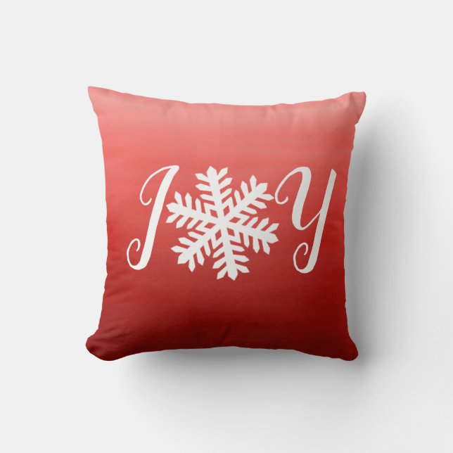 Red Joy Snowflake Throw Pillow (Front)