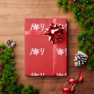 Red Joy Snowflake Wrapping Paper