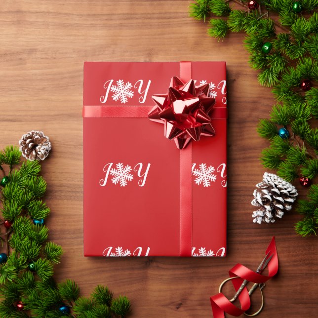 Red Joy Snowflake Wrapping Paper (Holiday Gift)