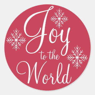 Red Joy to the World Christmas Stickers