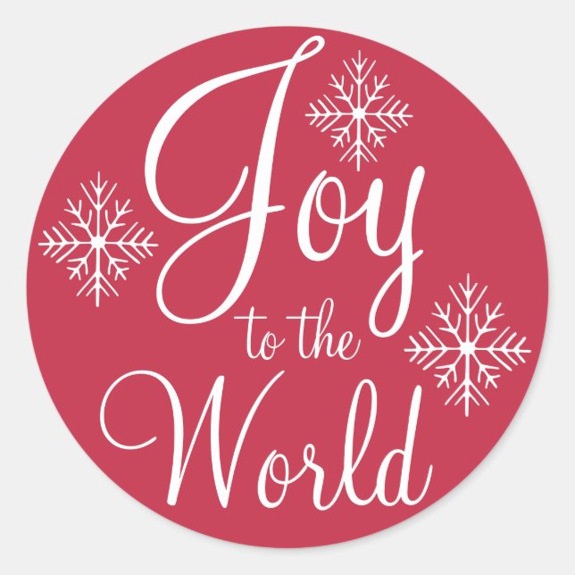 Red Joy to the World Christmas Stickers (Front)