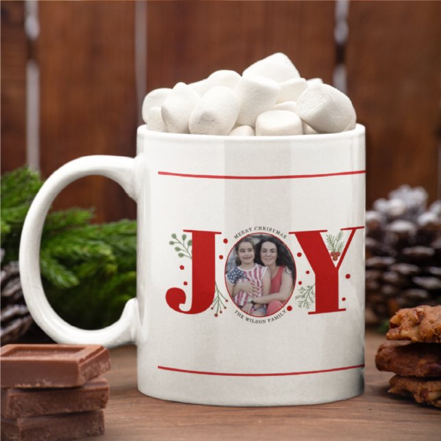 Red Joy with berries Christmas photo Coffee Mug (Creator Uploaded)