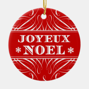 Red Joyeux Noel Elegant Christmas Ornament