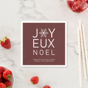 Red Joyeux Noel Minimalist Holiday Paper Napkin