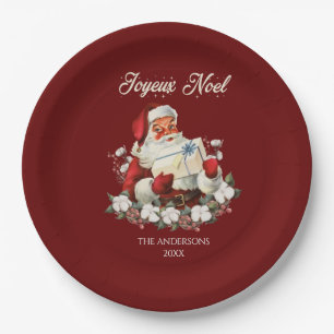 Red Joyeux Noel Paper Plate