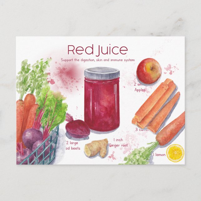 Red Juice Recipe Postcard (Front)