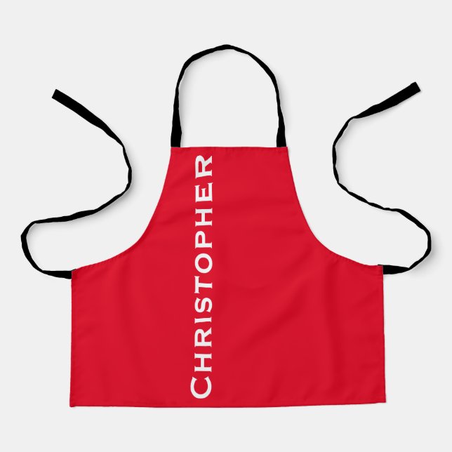 Red Jumbo Bold Name or Choose Your Color Apron (Front)