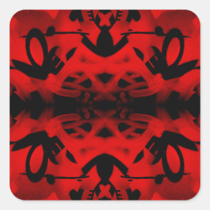 Red kaleidoscope graffiti pattern square sticker
