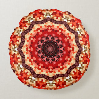 Red Kaleidoscopic Round Pillow