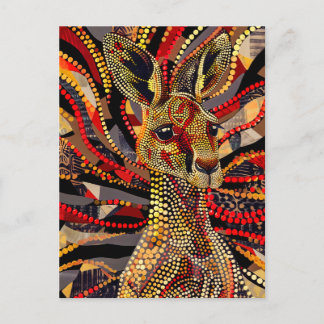 Red Kangaroo in Aborigine Dot Art Style Postcard