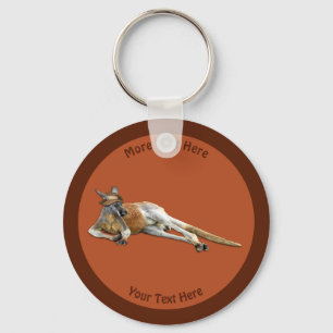 Red Kangaroo In Slouch Hat Key Ring