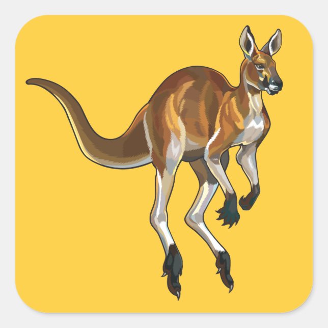 red kangaroo square sticker (Front)