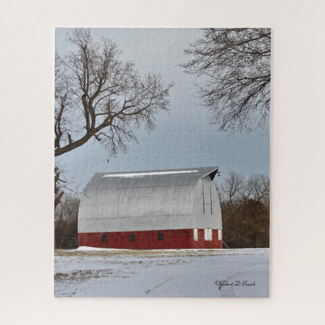 Red Kansas Barn Jigsaw Puzzle (Vertical)