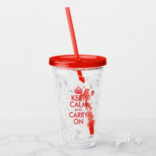 Red Keep Calm and Carry On Acrylic Tumbler