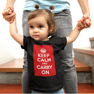 Red Keep Calm and Carry On Baby T-Shirt