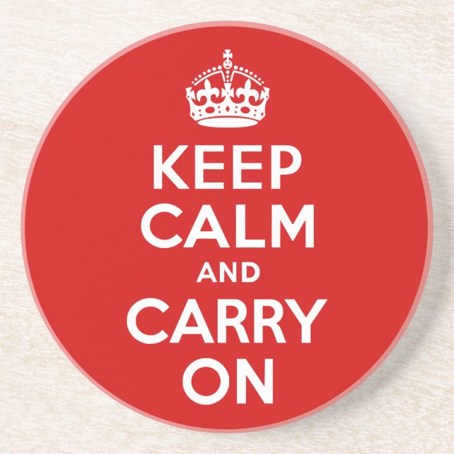 Red Keep Calm and Carry On Coaster (Front)
