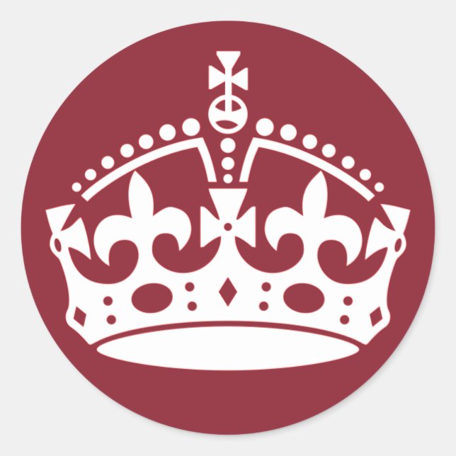 Red Keep Calm and Carry On Crown Stickers (Front)