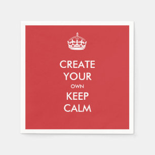 Red Keep Calm and Carry On Party Paper Napkins