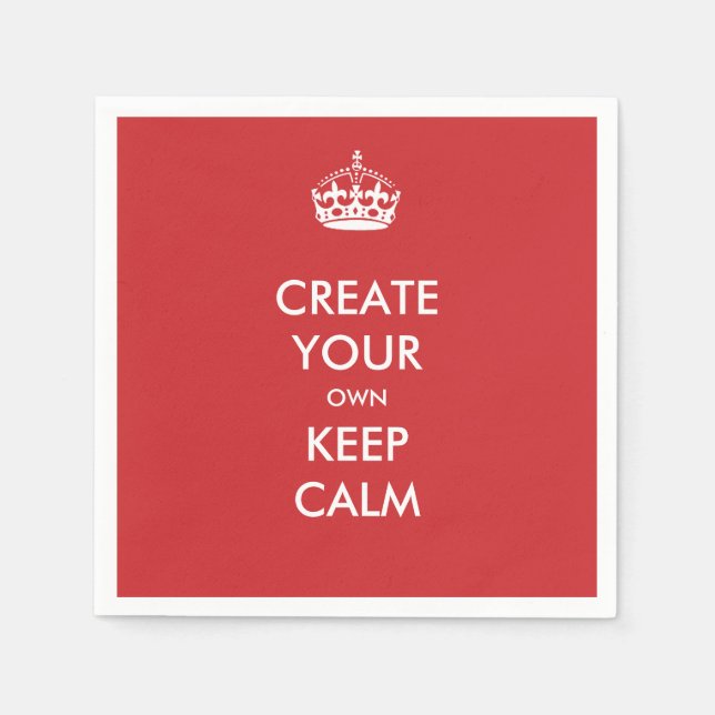 Red Keep Calm and Carry On Party Paper Napkins (Front)