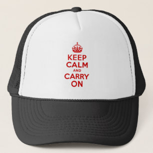 Red Keep Calm and Carry On Trucker Hat