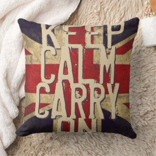 Red KEEP CALM AND Carry ON UK Pillow