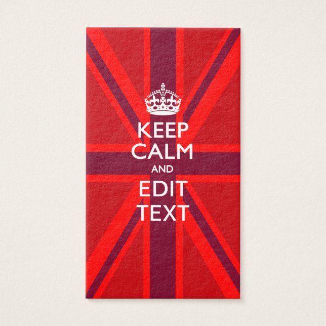 Red Keep Calm And Your Text on Union Jack Flag (Front)
