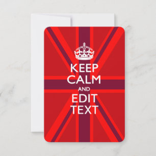 Red Keep Calm And Your Text on Union Jack Flag