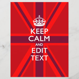 Red Keep Calm And Your Text on Union Jack Flag Flyer