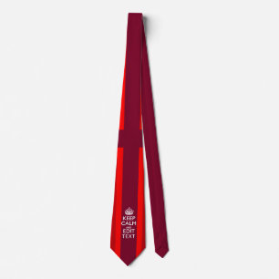 Red Keep Calm And Your Text on Union Jack Flag Tie