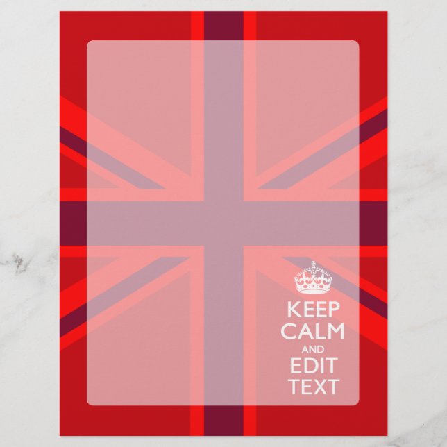 Red Keep Calm Have Your Text on Union Jack Flag (Front)