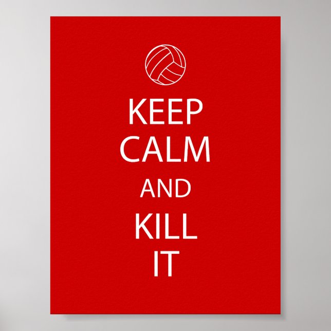 Red Keep Calm Volleyball Poster (Front)