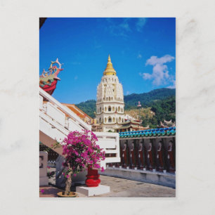 Red Kek Lok Si Temple, Penang, Malaysia flowers Postcard