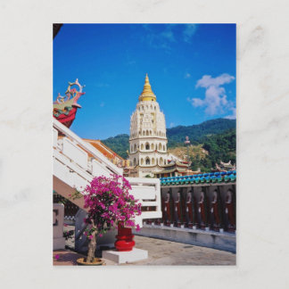 Red Kek Lok Si Temple, Penang, Malaysia flowers Postcard