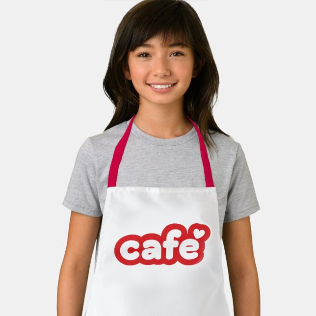 Red Kids' Apron with "Café" Lettering (Kids' Apron with "Café" Lettering)