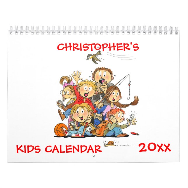 Red Kids Calendar - Funny Calendar For Kids (Cover)