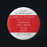 RED Kids Personalised Allergy I Am Allergic To  6 Cm Round Badge<br><div class="desc">Let people know about your food allergy and who to contact in case of an emergency</div>