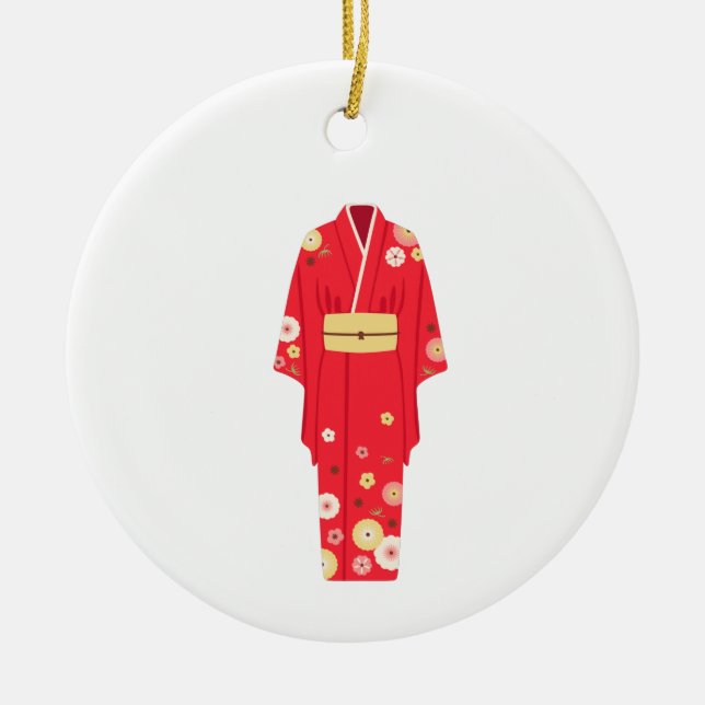 Red Kimono Ceramic Ornament (Front)