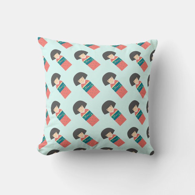 Red_Kimono Doll_mint back Cushion (Front)