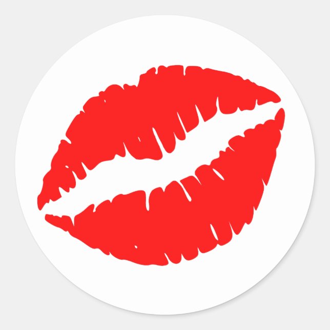 Red Kiss Classic Round Sticker (Front)