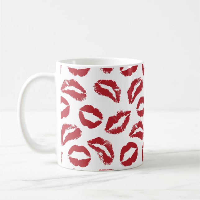 Red Kiss Lips Pattern Mug – Bold & Flirty (Left)
