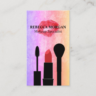 Red Kiss Stain Makeup Brushes Business Card