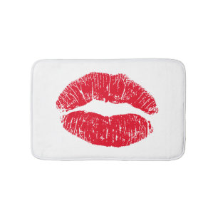 Red Kissing Lips Bath Mat