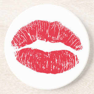 Red Kissing Lips Coaster