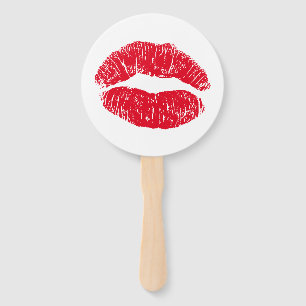 Red Kissing Lips Hand Fan