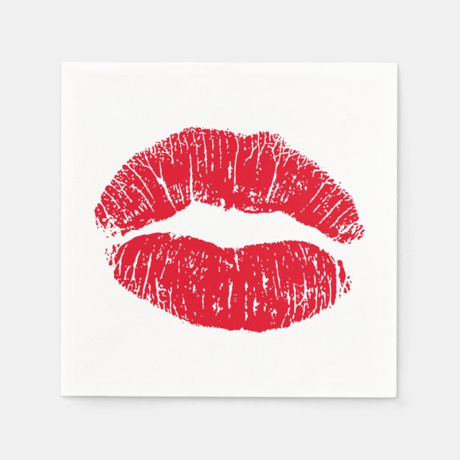 Red Kissing Lips Napkin (Front)