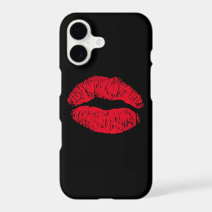 Red Kissing Lips on Black